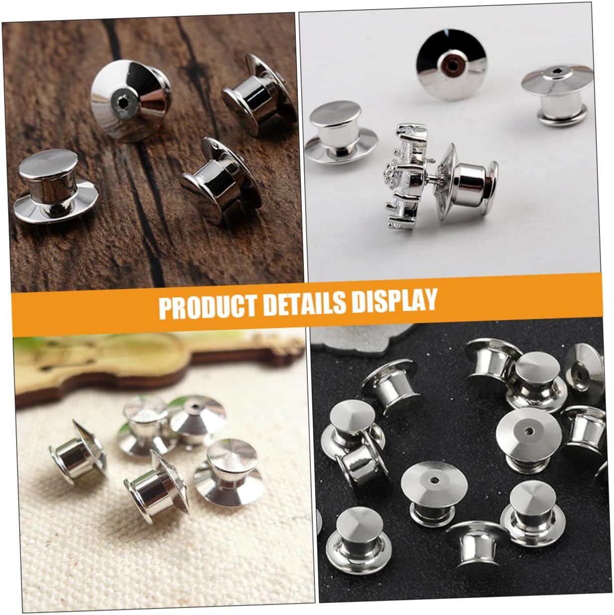 TEHAUX 25pcs Metal Locking Clasp Pin Backs for Brooches Brooch Supplies for Jewelry Making Lightweight Round Design for Easy Attachment for Crafts and Projects