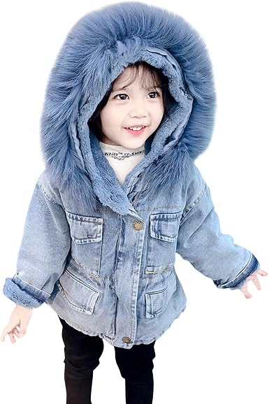Hooded Denim Jacket Faux Fleece Lined 