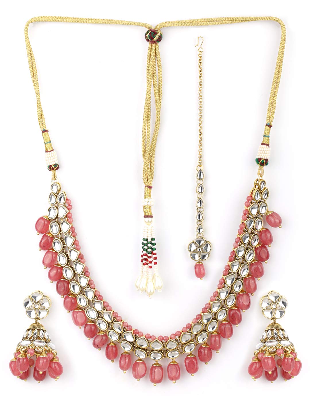 Priyaasi Jewelry Set for Women | Pink Kundan Choker Set | Gold-Plated | Floral-Inspired Beaded Design | Indian Bridal Jewelry Set for Wedding & Festivals | Jhumka Earrings | Alloy Metal (B08VJFWML9) Amazon Price History, Amazon Price Tracker