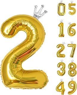 Gifloon Number 2 Balloon with Crown Balloons for Birthday Anniversary Party Decorations 40 inch, Large