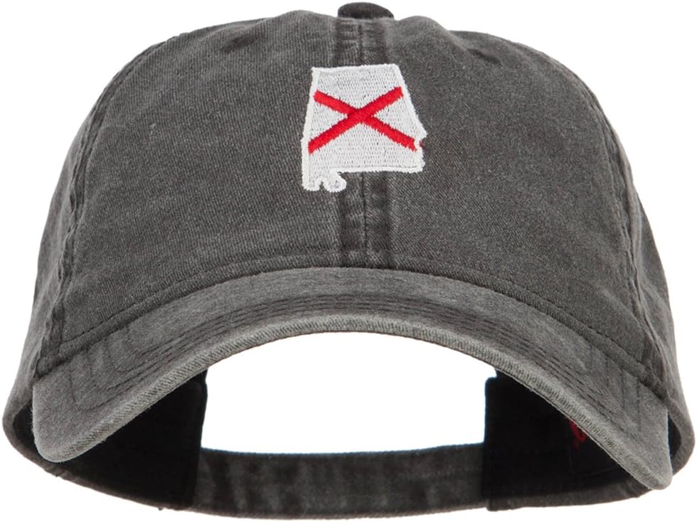 e4Hats.com Alabama State Flag Map Embroidered Washed Cap