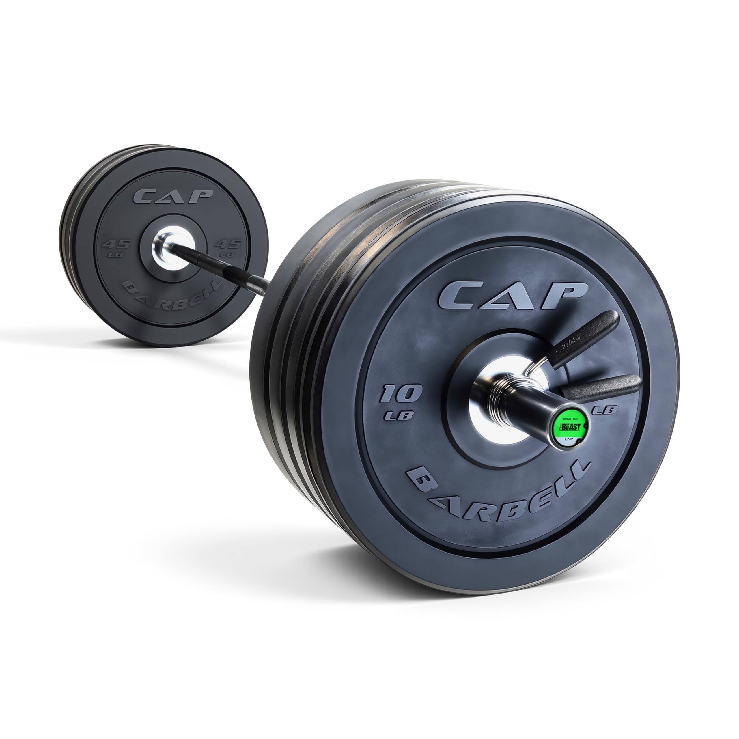CAP Barbell 260 lb PRO Olympic Weight Set with 7ft Black/Chrome Barbell &amp; Black Bumper Plates