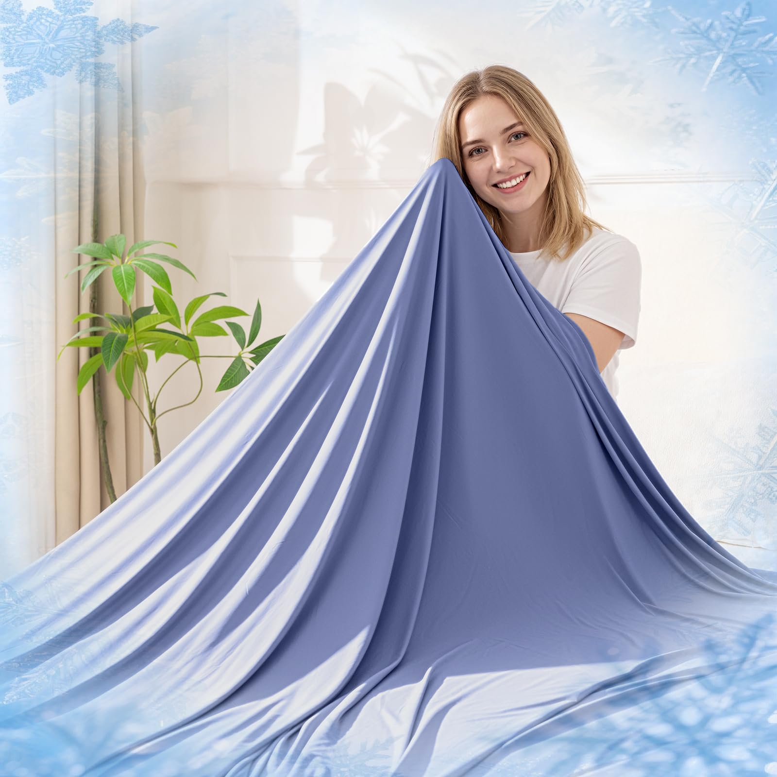 RUMBALUXY Kühlende Decke für Menschen mit Nachtschweiß, Doppelseitige Kühldecke mit Japanischen Q-Max >0,45 Arc-Chill Fasern, Leichte & Atmungsaktive Sommerdecke für Sofa, Reisen & Camping