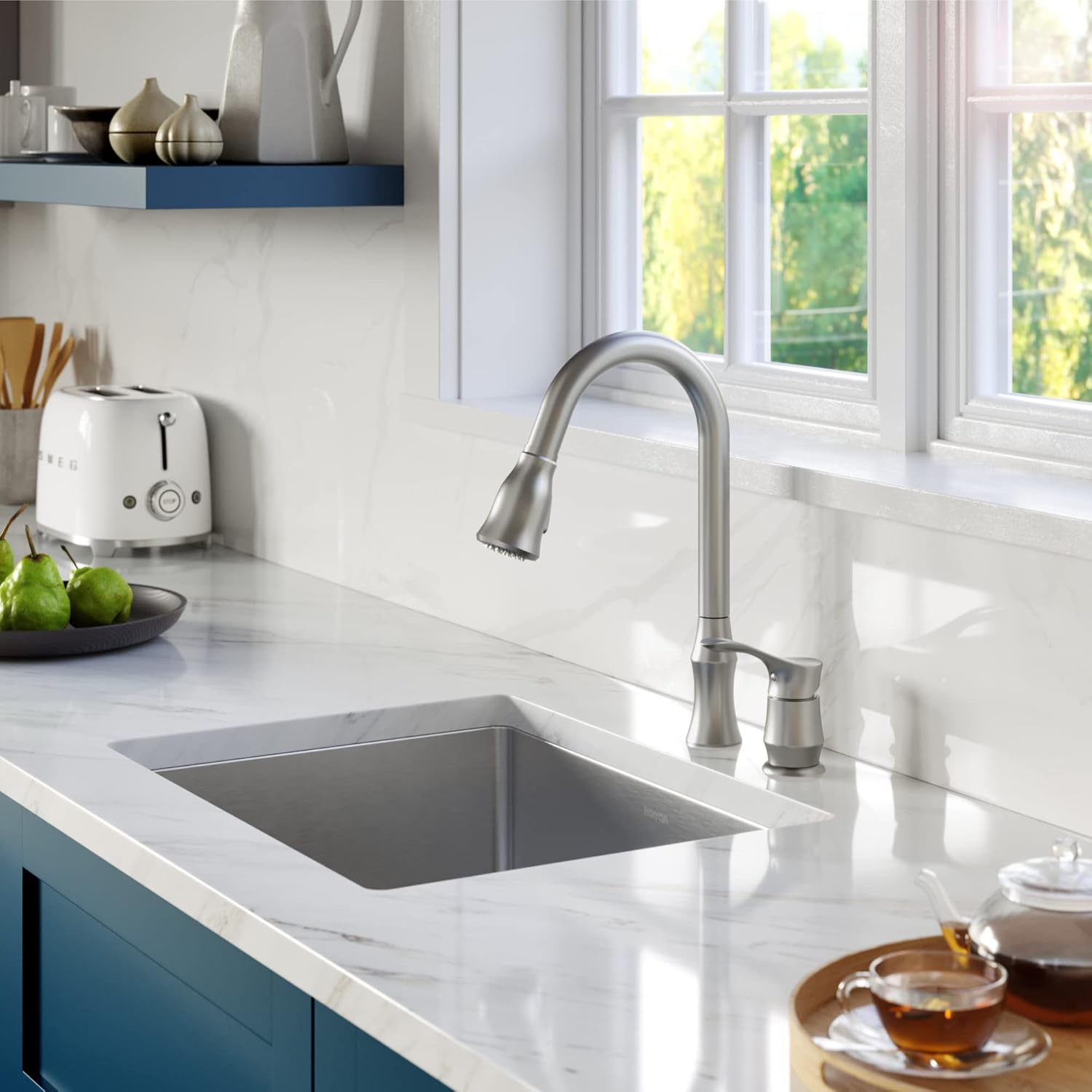Karran 21" Undermount 16-Gauge Stainless Steel Single Bowl Kitchen Sink Kit