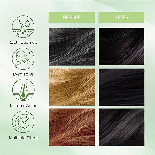 Miniatura 6 de Champú de tinte de cabello negro 3 en 1, champú instantáneo de color natural para mujeres y hombres, 100% cobertura de cabello gris, Champu para