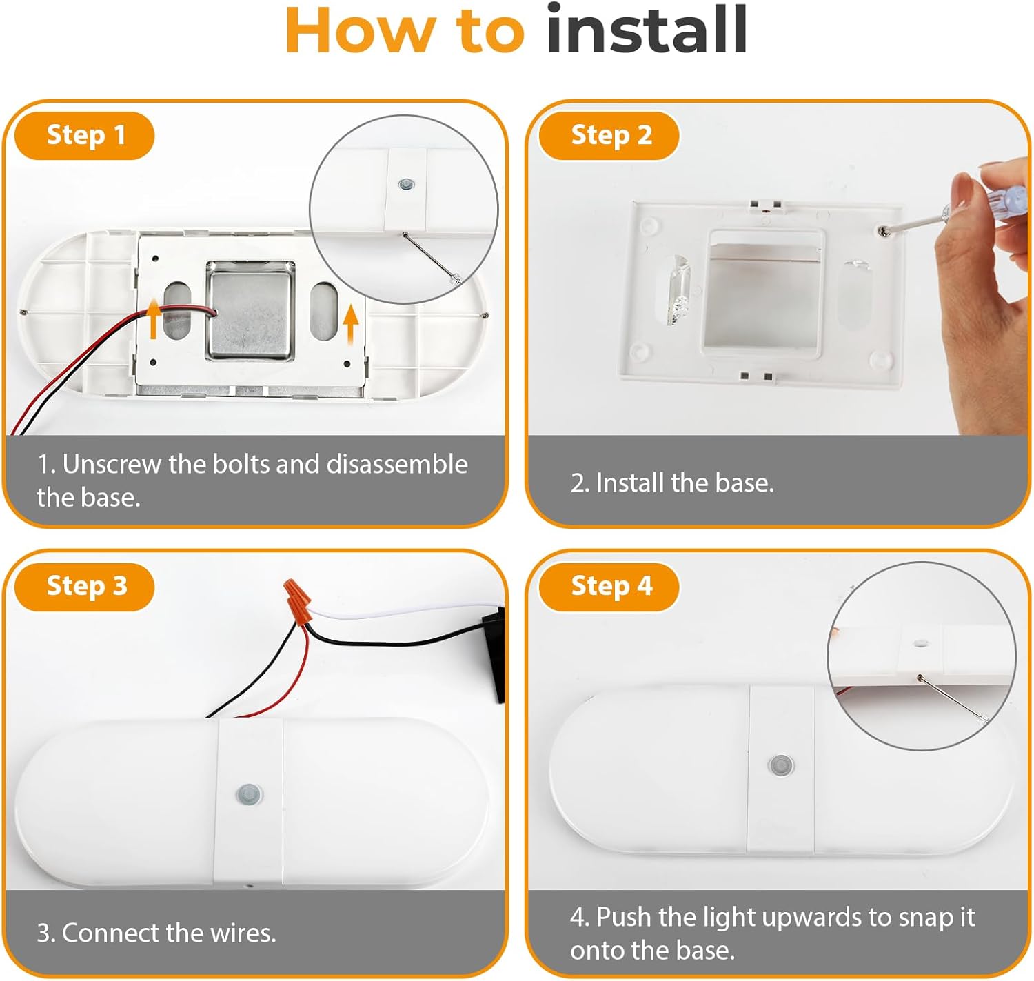 GZV RV Lights Interior, RV LED Lights Interior 12v, LED Ceiling Dome Lights for RV Camper Travel Trailer, RV Accessories for Inside, 650LM Brightness, 5 Pack 4000K