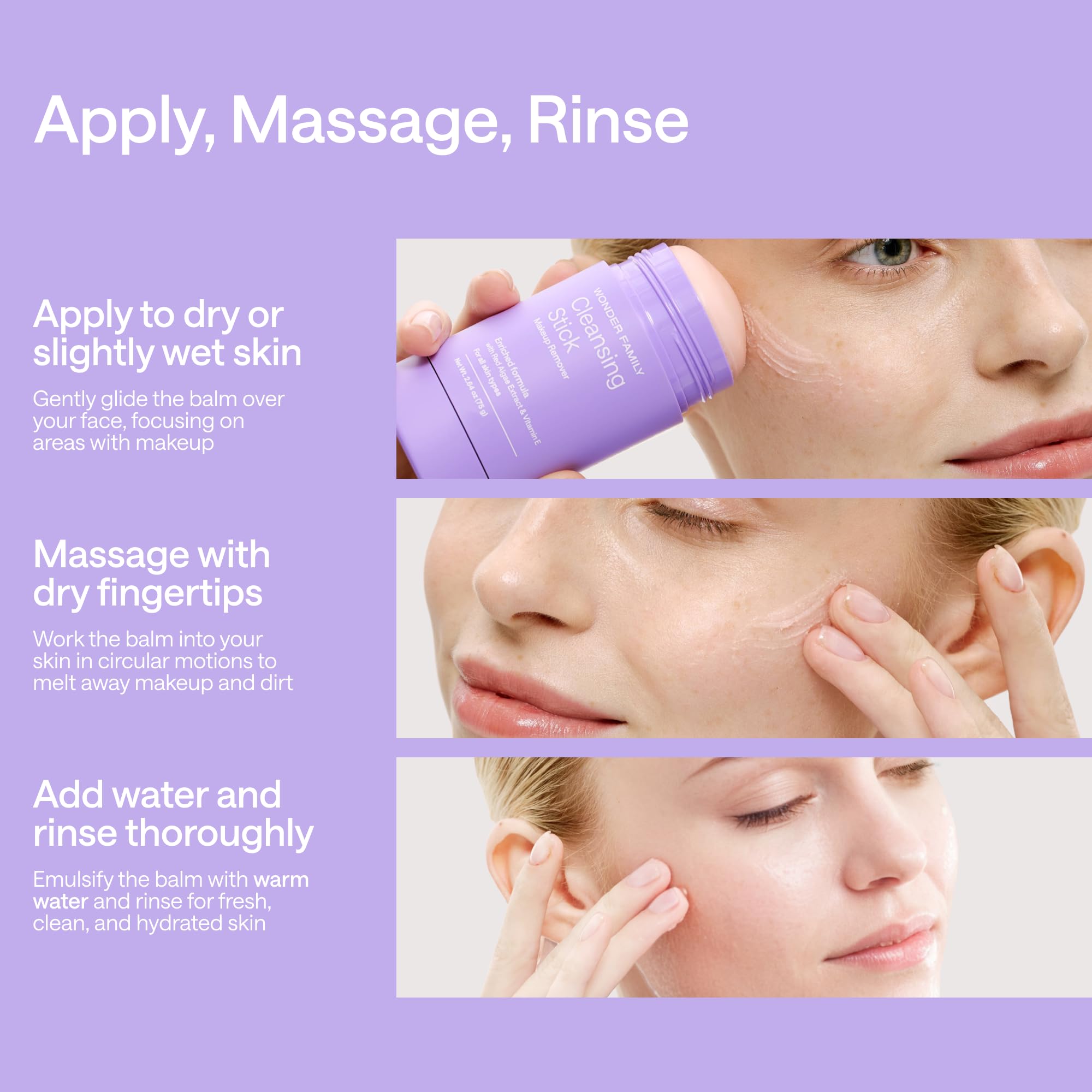 Gel limpiador removedor de maquillaje en barra – Derretir cosméticos con limpiador facial de tamaño de viaje para pieles sensibles – Bálsamo limpiador facial de viaje – Bálsamo limpiador 3