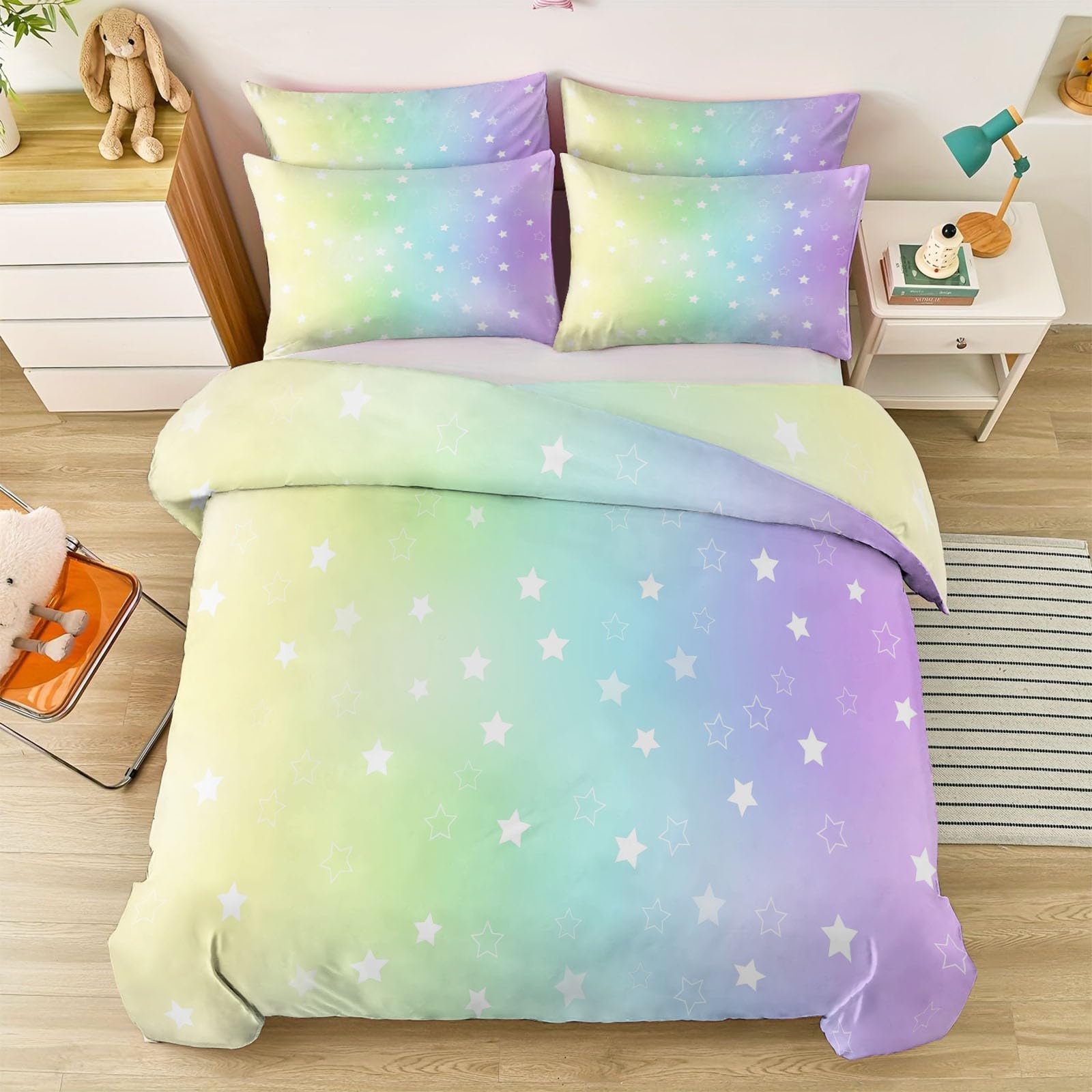 Housse de couette 180x200 réversible en microfibre douce et respirante