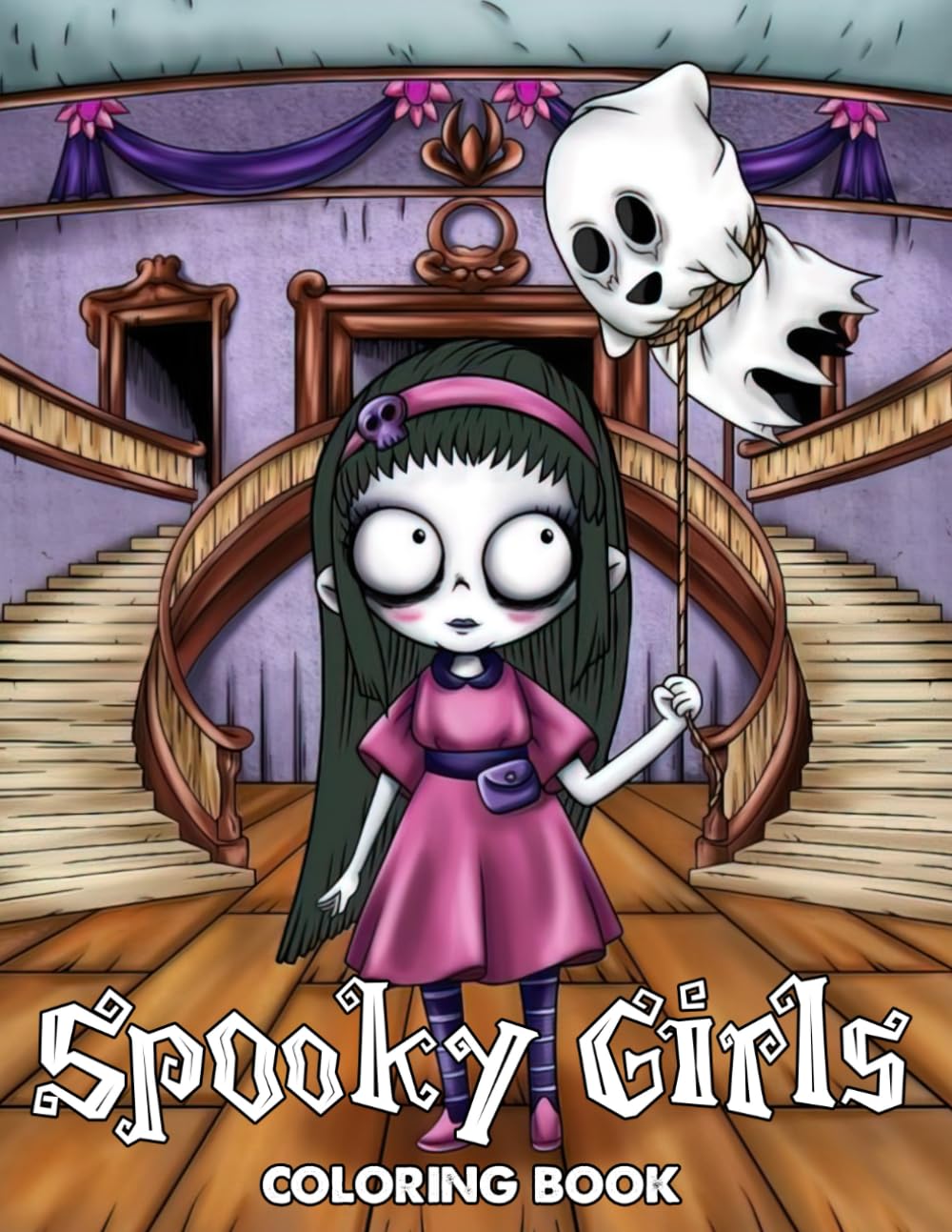 Spooky Girls Coloring Book: Cute Kawaii Girl With Creepy Vibes, Stress Relief & Relaxation Coloring Illustrations For Young Adults, Teens
