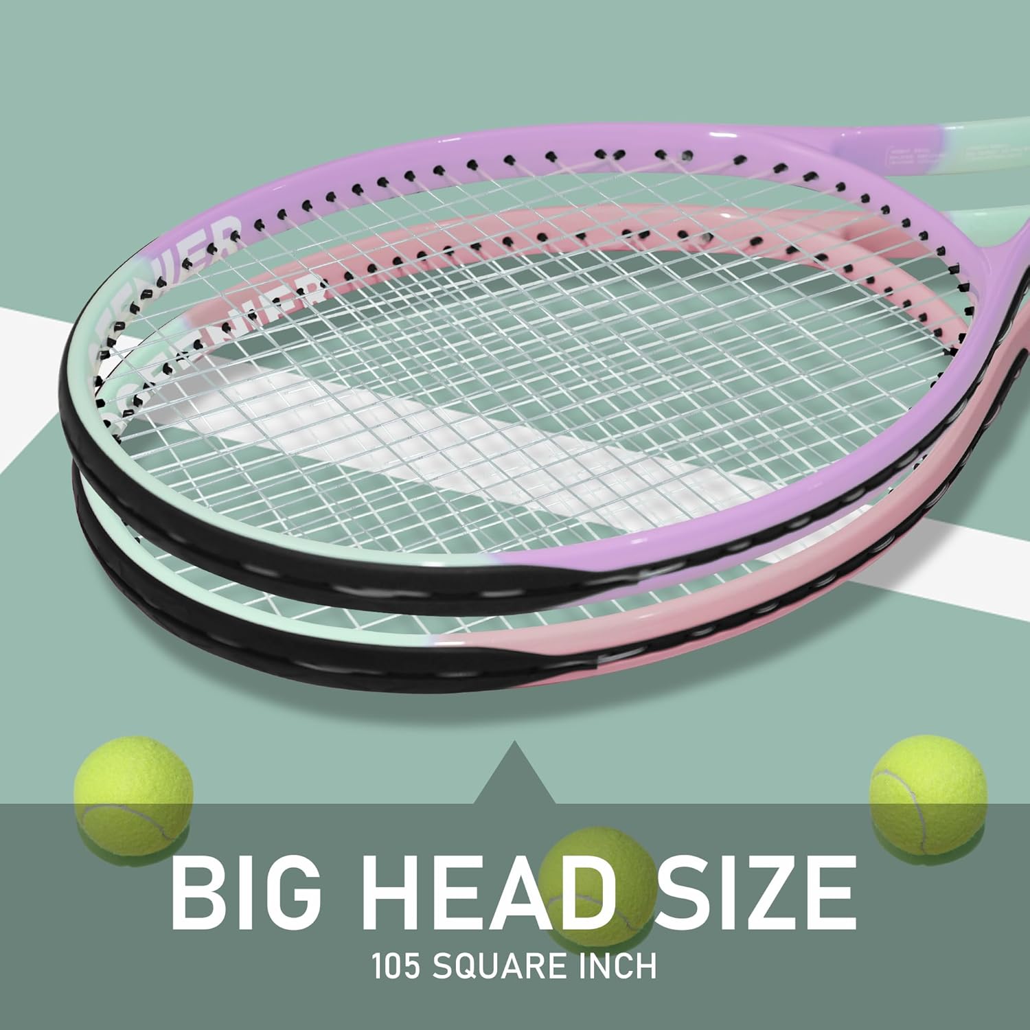 OGEENIER 27" Tennis Racket Set for Adults, Pre-Strung Tennis Racquet for Beginners, Lightweight and Recreational Rackets with Overgrip, Tennis Bag and Tennis Balls
