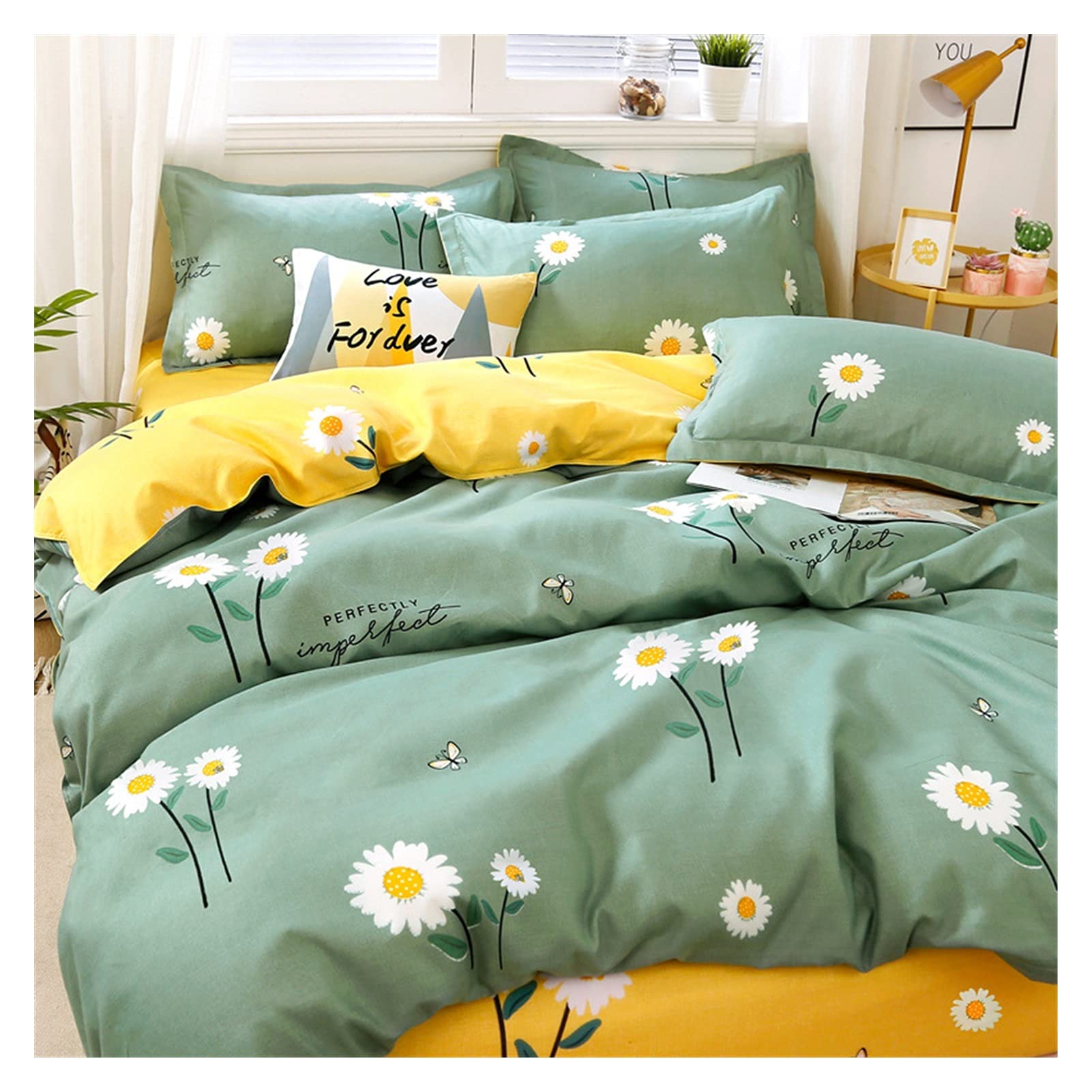 Housse de couette coton lavé anti-repassage pour lit de 2.2m