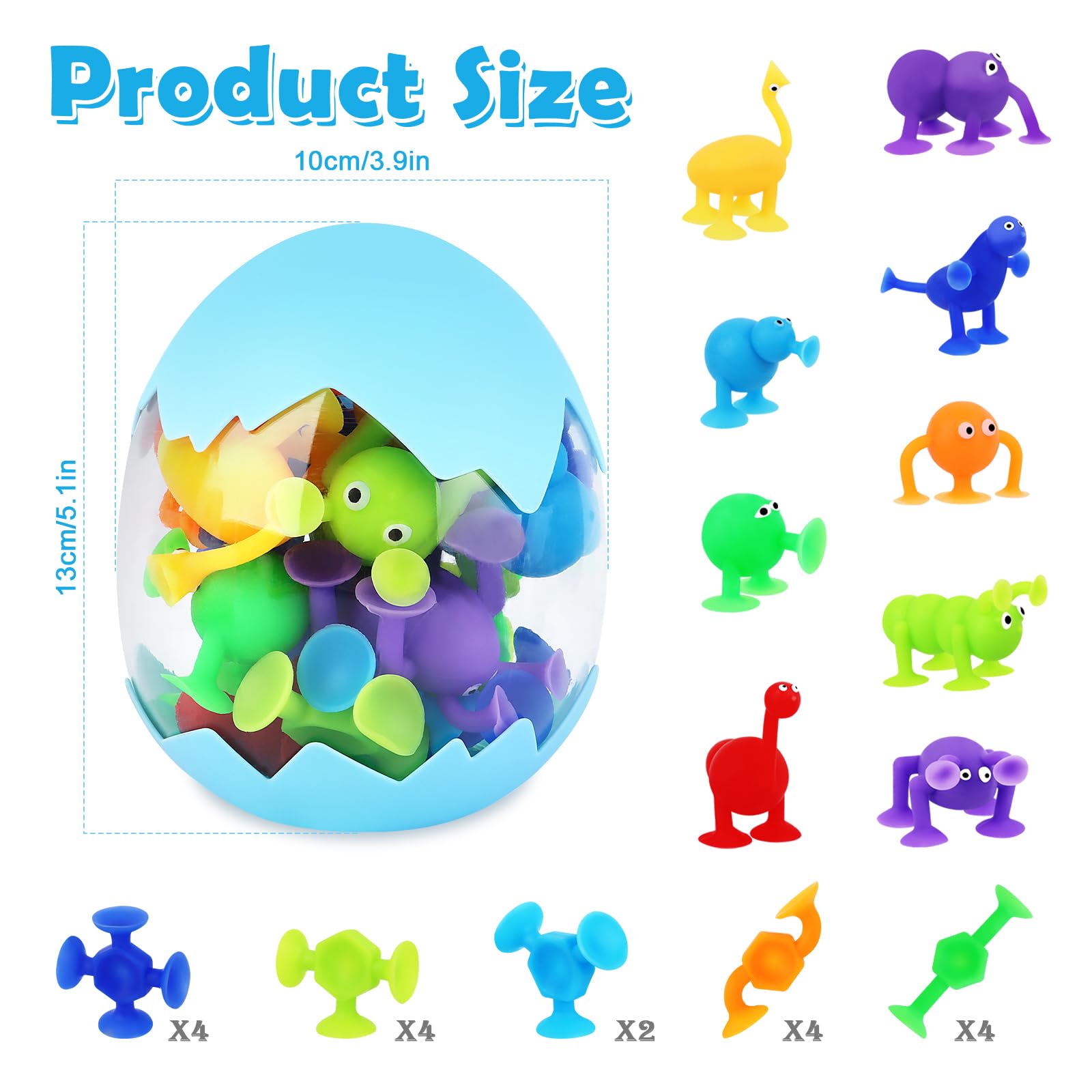 27Pcs Giochi Bagnetto Neonato, Giocattoli Ventosa Bambini Giocattoli Sensoriali Ventose in Silicone Suction Cup Toys, Sucker Toy per Bambini con Organizzatore, Giocattolo Sensoriale Montessor