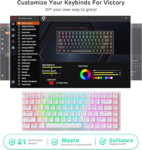Miniatura 5 de RK ROYAL KLUDGE RK84 80% RGB Triple Modo BT5.02.4GTeclado mecánico con intercambio rápido, teclado inalámbrico de 84 teclas, Bluetooth para juegos,
