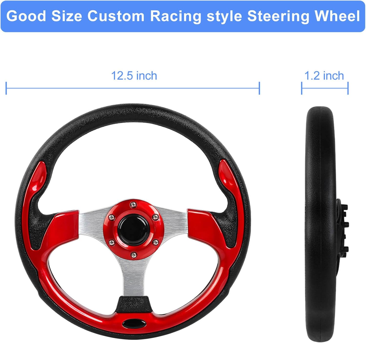 Golf Cart Steering Wheel Fit Club Car EZGO Yamaha Universal Steering Wheel for EZGO TXT RXV, Club Car DS Precedent Tempo, Yamaha G2-G29 Most Golf Cart