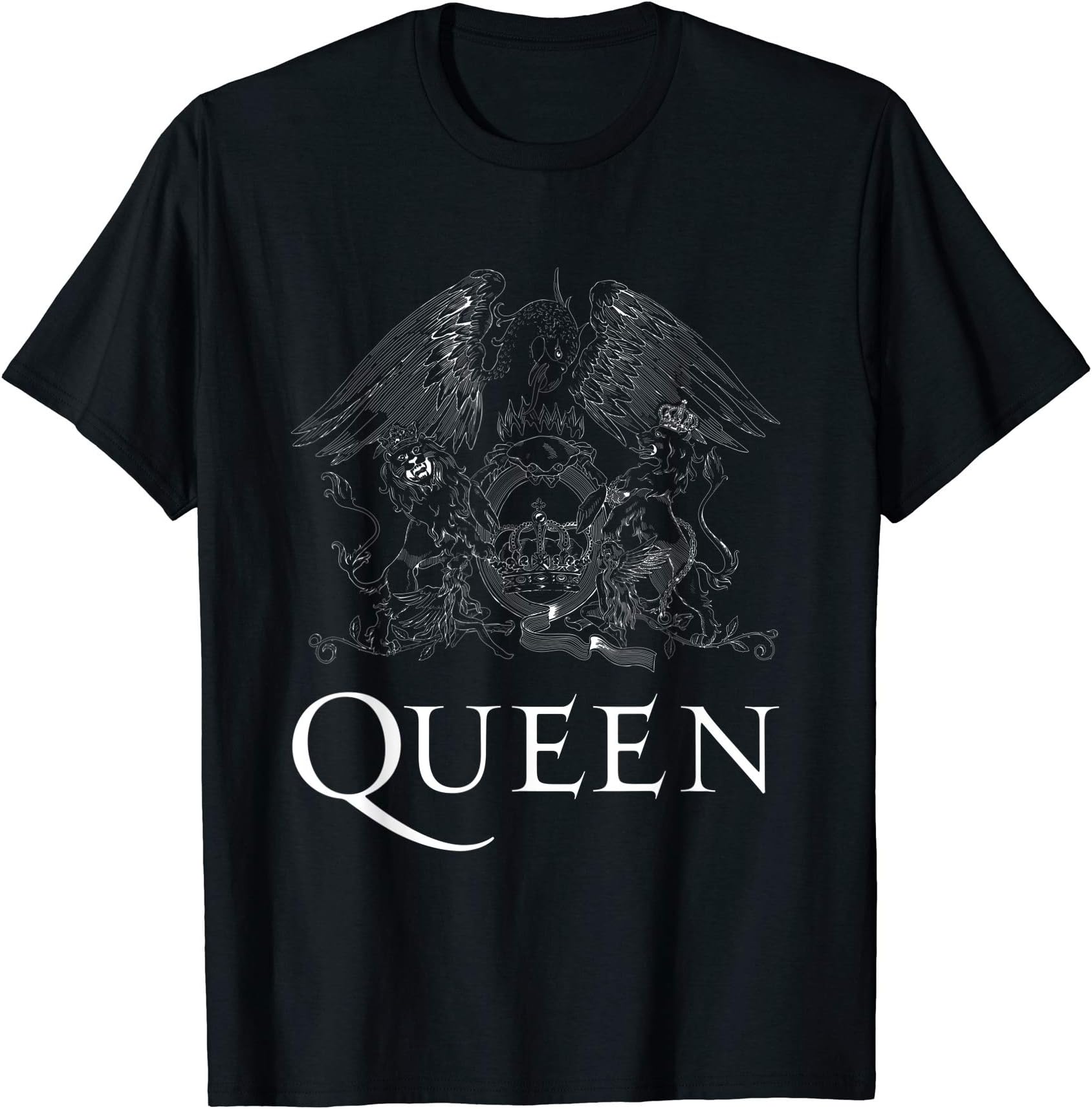 Queen Official Classic Crest Logo White Short Sleeve T-Shirt