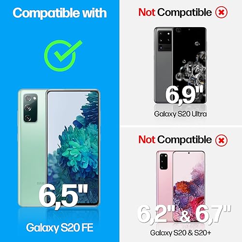 Miniatura 3 de Power Theory Protector de pantalla diseñado para Samsung Galaxy S20 FE 5G 4G, vidrio templado dureza 9H, kit de fácil instalación, 99% HD libre de