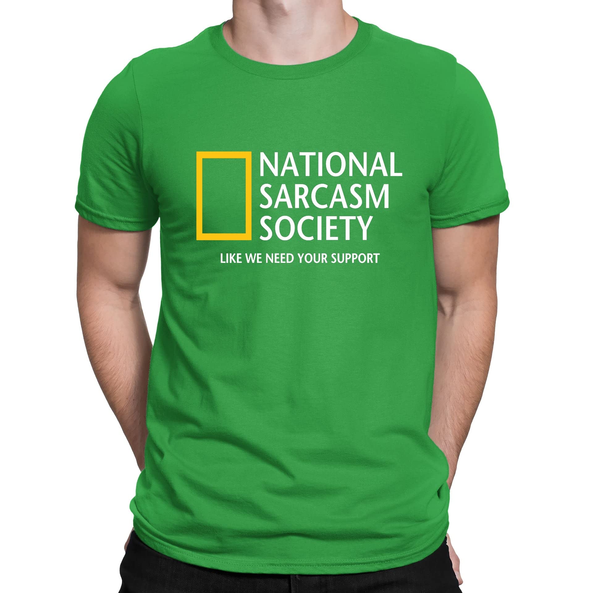 Flip Mens National Sarcasm Society Geographic Parody Funny T-Shirt Green (XXL)
