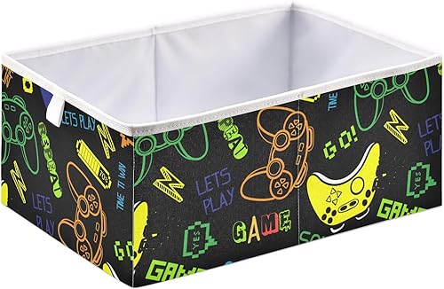 Emelivor Joysticks - Contenedores rectangulares de almacenamiento para videojuegos, cubo de almacenamiento de tela, plegables, canastas de