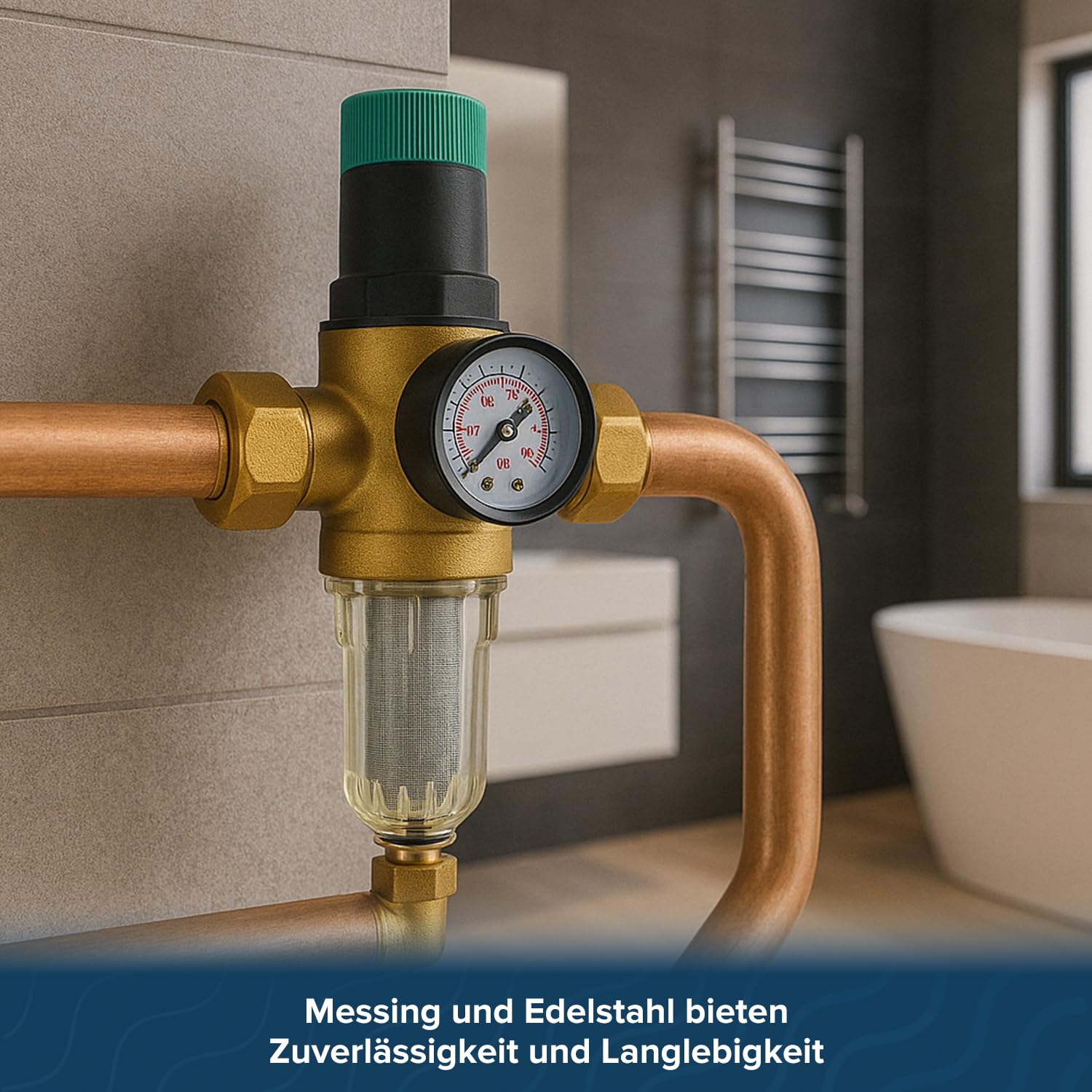 Druckminderer Wasser 1 Zoll Messing mit Manometer selbstreinigendem Siebfilter Wasserdruckregler