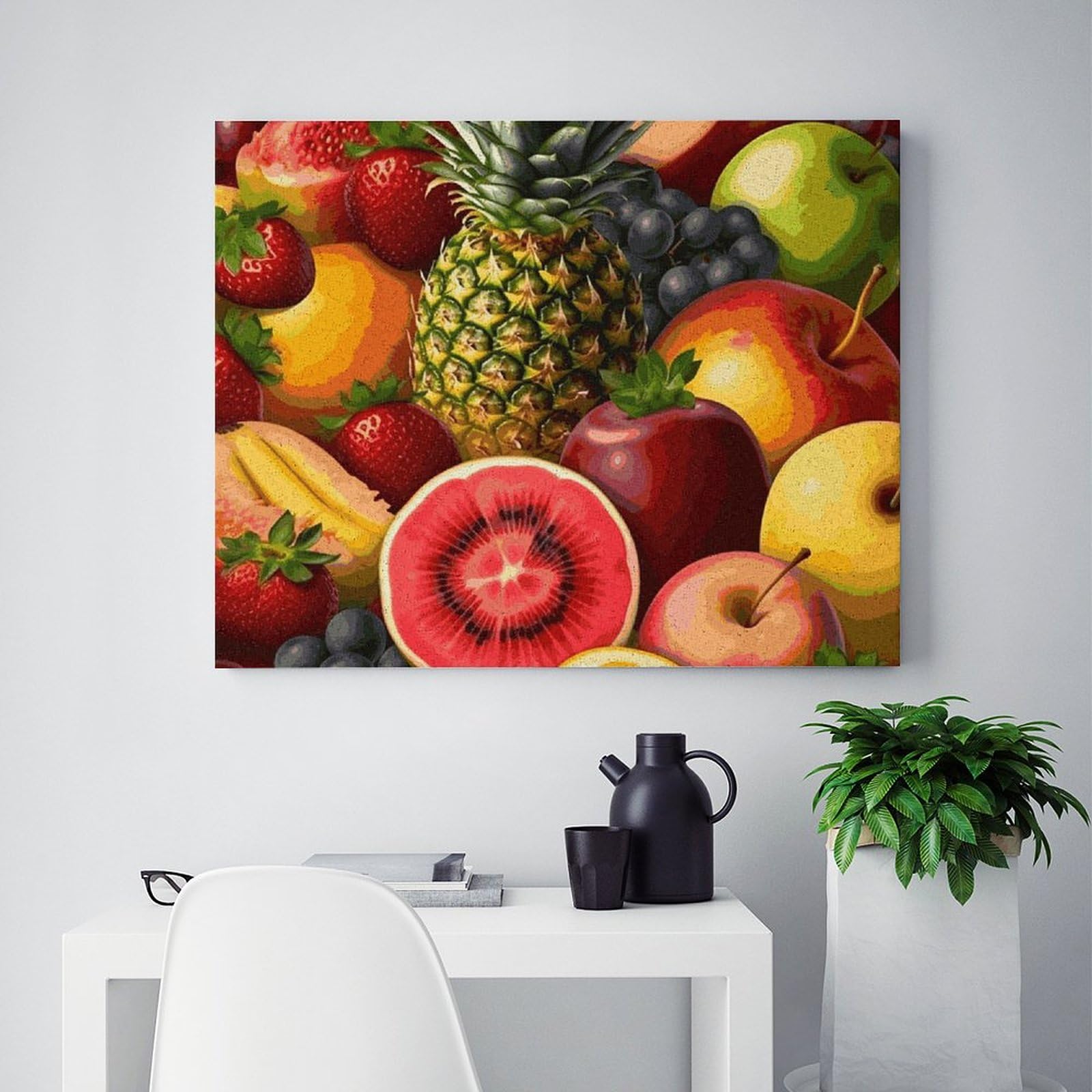 BVNMT Malen nach Zahlen, Ölgemälde zum Selbermachen, Motiv: frische saftige Früchte, bedrucktes Leinwand-Ölgemälde mit Rahmen, 40,6 x 30,5 cm, für Erwachsene, Anfänger, Malen nach Zahlen, für