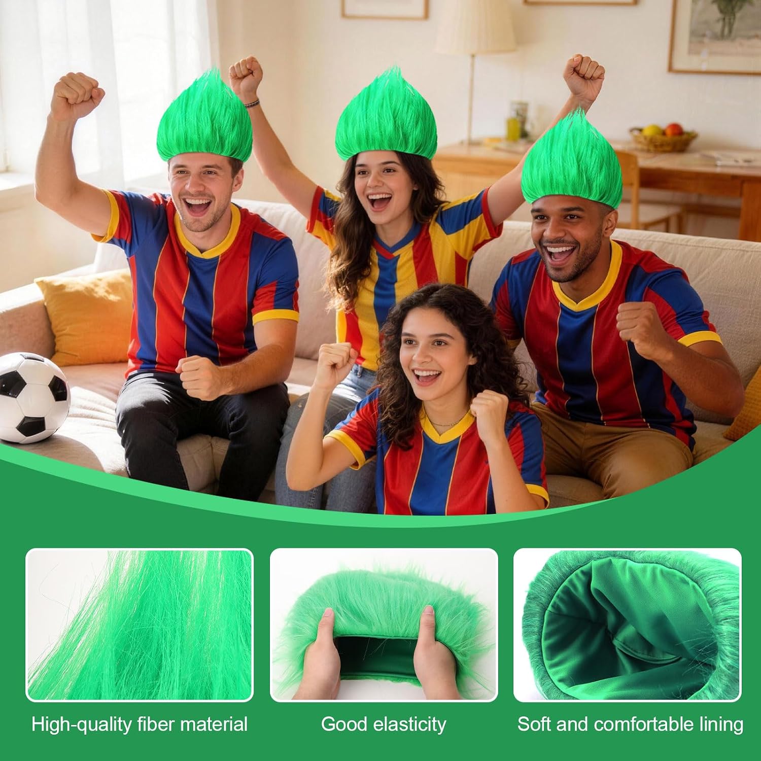 Green Funny Wigs for Adult Crazy Costume Wig for Halloween Cosplay Party