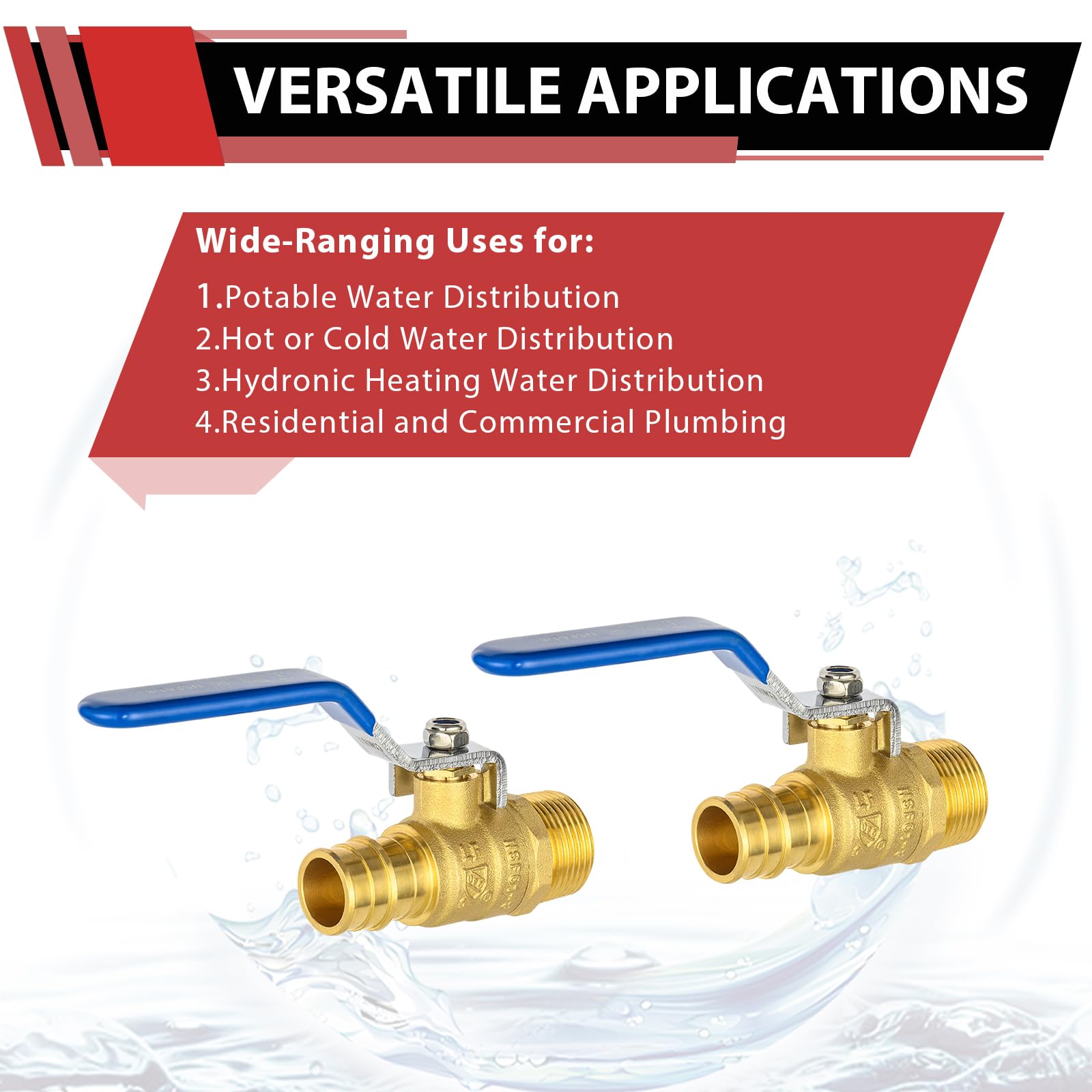 EFIELD - Confezione da 5 valvole a sfera di chiusura in ottone Pex-A 3/4" x 3/4" maschio NPT per collegamento a tubi Pex-A, ASTM F1960, leva blu, certificazione cUPC