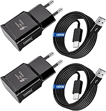 Cargador de Carga Rápida para el Teléfono Móvil de Samsung, (2-Pack) Cargador USB C Carga Rapida con Cable USB tipo C para Galaxy S8, S9, S9 Plus, S10, S10e, A13, A30, A20, Z Flip3, Z Fold2, Note 9, 8