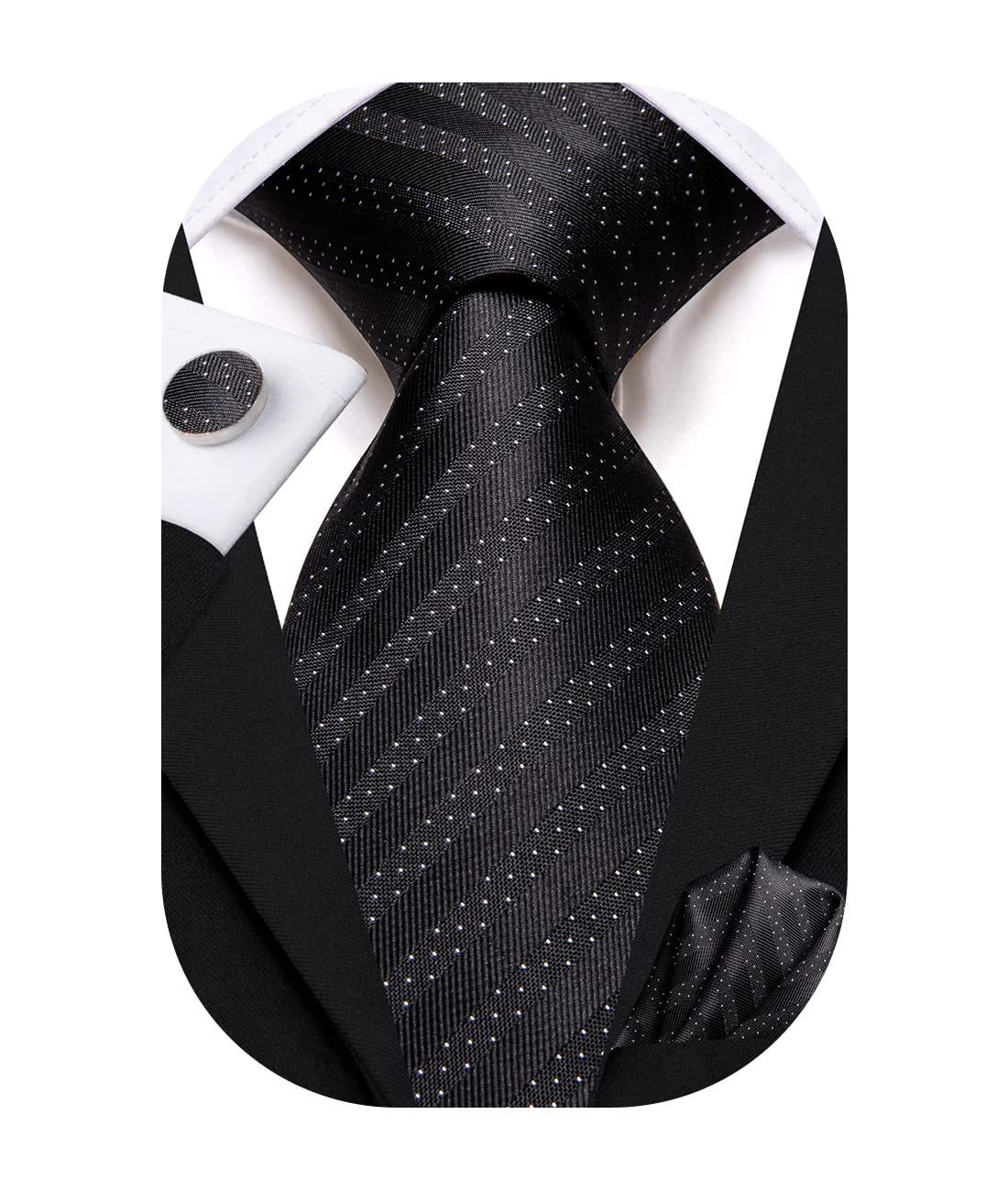 Hi-TieMens Paisley Tie Handkerchief and Cufflinks Silk Necktie For Men