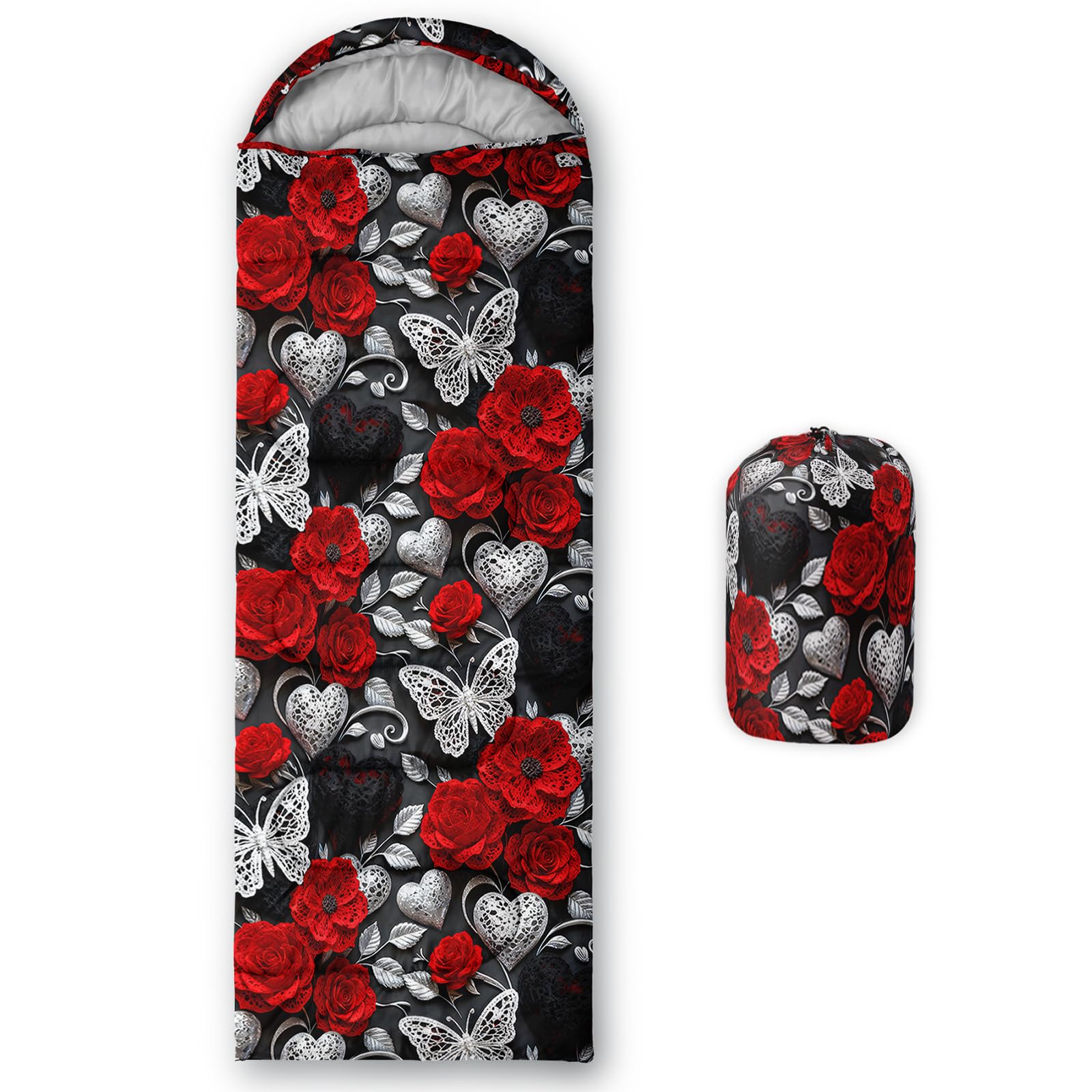 QOOMO Ball Flower Camping Sleeping Bags,3 Season Warm &amp; Cool Weather,Lightweight,Waterproof Sleeping Bags for Adults &amp; Kids,Traveling,and Outdoors,Camping Gear Equipment