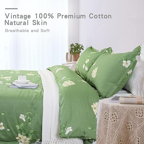 Miniatura 7 de Helthep Funda de edredón tamaño Queen, 100% algodón lavable, tamaño Queen (90 x 90 pulgadas) con 2 fundas de almohada (20 x 26 pulgadas), 4 lazos en