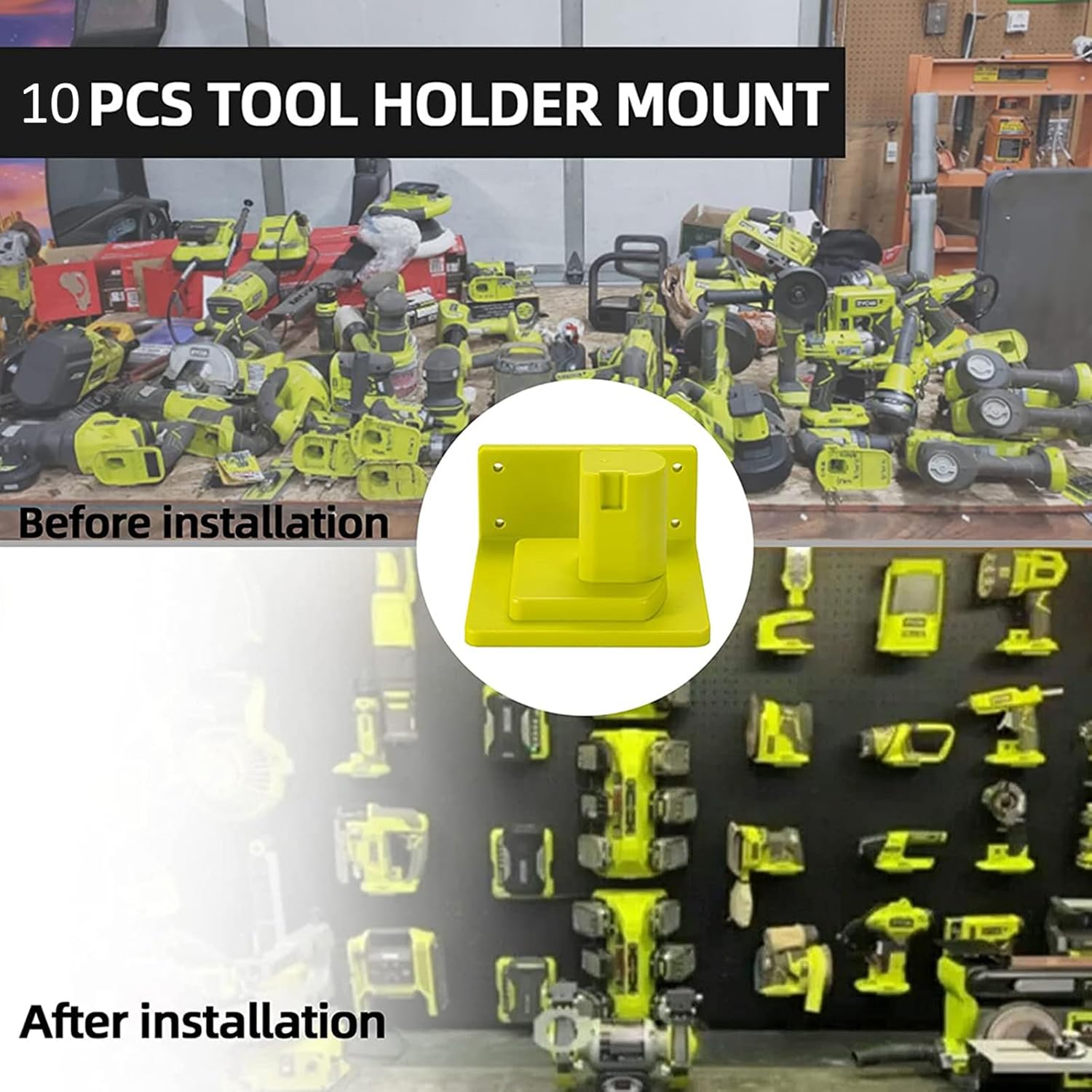 10 Pack Tool Holder Compatible with Ryobi 18V Power Tool Wall Mount Portable Holder Mount Hanger Storage Organizer with Screws Easy Installation for Workshop Garage