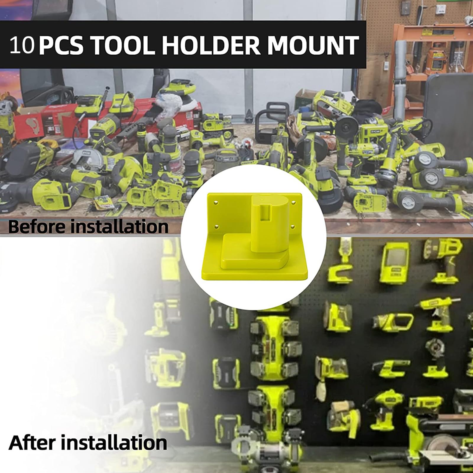 Ryobi Tool Holders - 10 Pack Wall Mount Organizer -5 Ryobi Tool Holders - 10 Pack Wall Mount Organizer -5