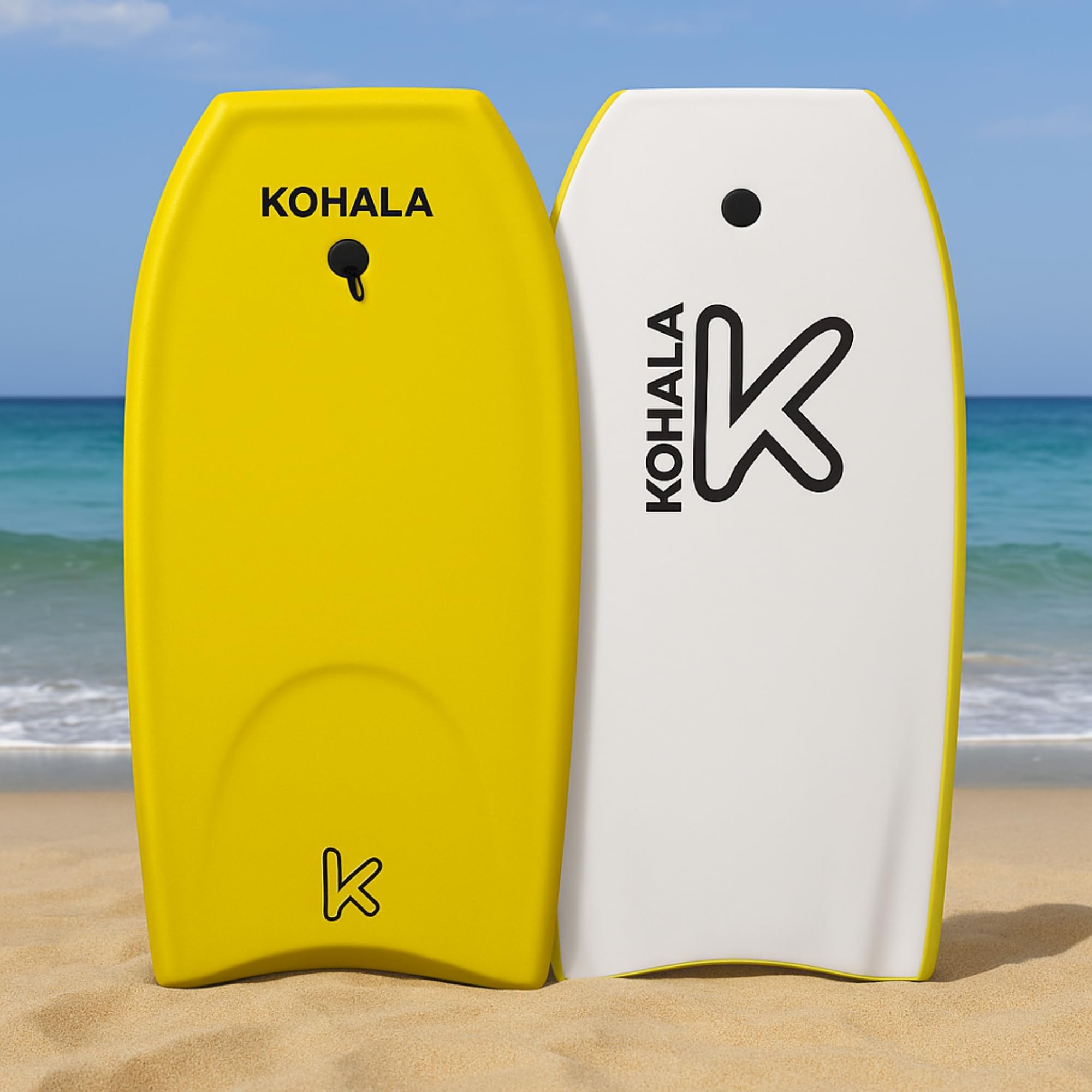 KOHALA Tabla Bodyboard 40/42 Pulgadas Amarillo para Jóvenes y Adultos con Correa de Seguridad