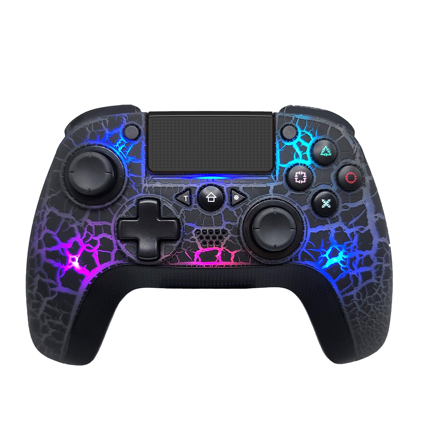STAYOUNG Wireless Controller Compatible with PS4 with RGB Light - Light-up Wireless Controller 3.5mm Audio Jack Compatible with PS4/Slim/Pro and Windows PC(Black)