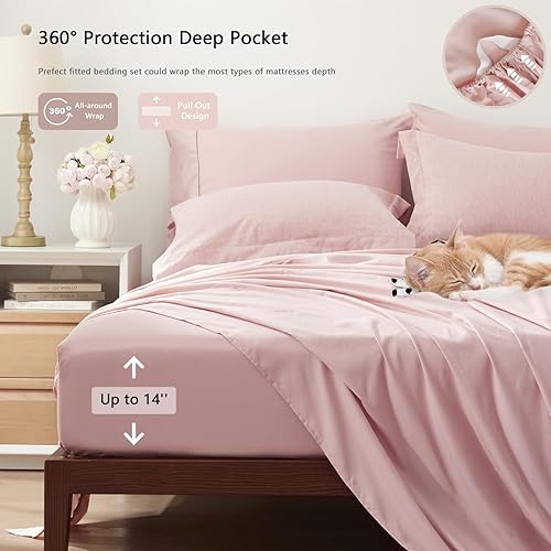 Miniatura 4 de UNILIBRA Juego de edredón matrimonial de 7 piezas, cama rosa en una bolsa, tamaño matrimonial, suave para todas las estaciones, juegos de edredón de