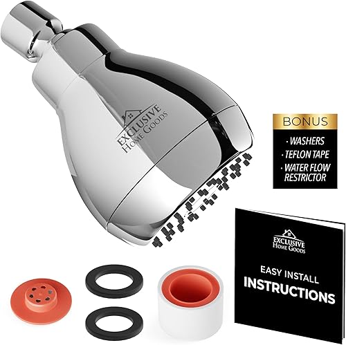 Miniatura 2 de Cabezal de ducha de alta presión, cromado, potente cabezal de ducha de baño de lujo con fuerte flujo de pulverización y pequeñas boquillas de