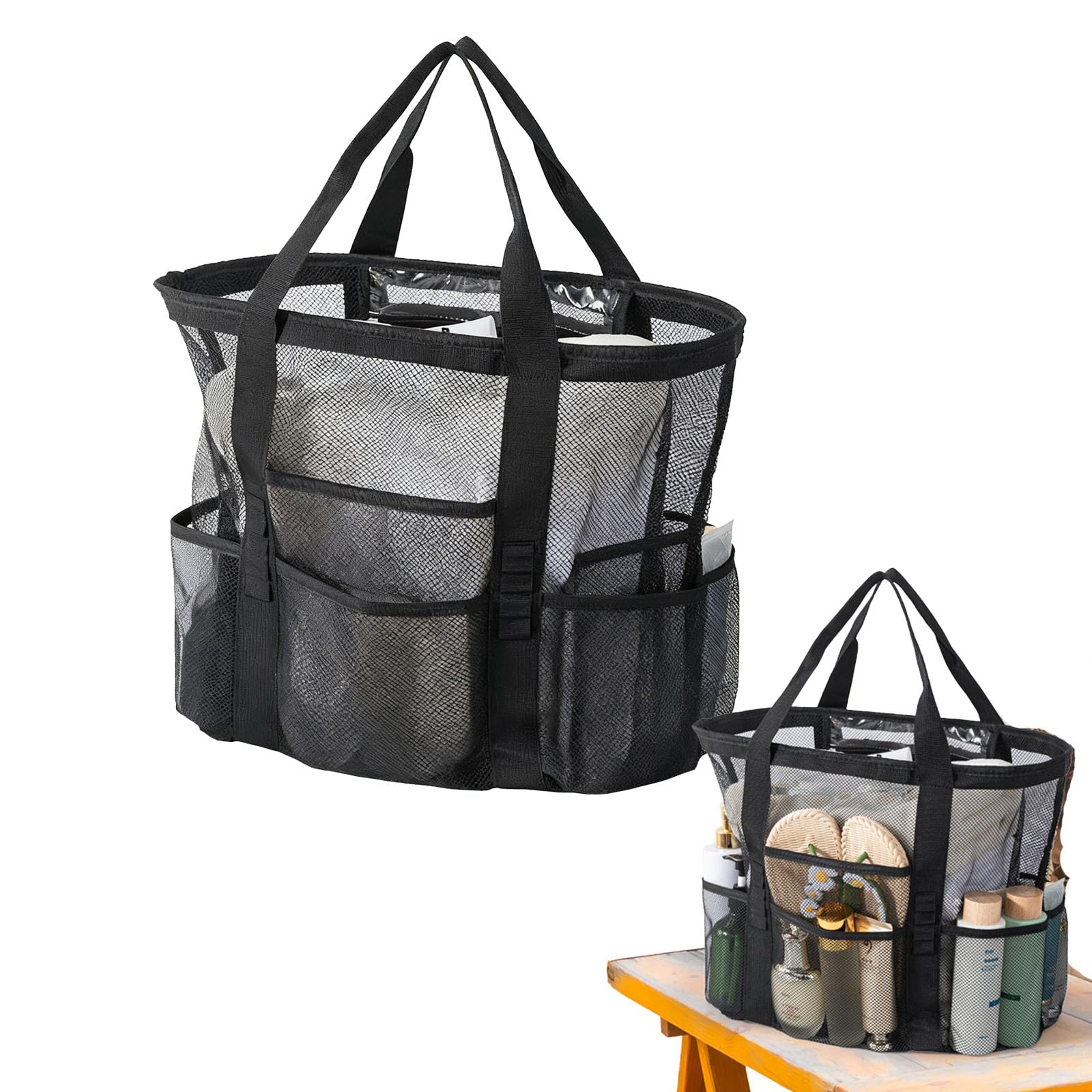 Borsa Mare Rete Donna Grande capacità 41x23x40cm Borsa Spiaggia Traspirante con Scomparti Pieghevole Leggera per Piscina Campeggio Escursioni Shopping Estate