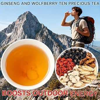 Ginseng Six Treasure Tea for Kidney Cleanse, 6 Precious Ingredients Formula Five Treasure Tea for Men & Women, Natural Traditional Chinese Herbal TeaBag (20 bags)