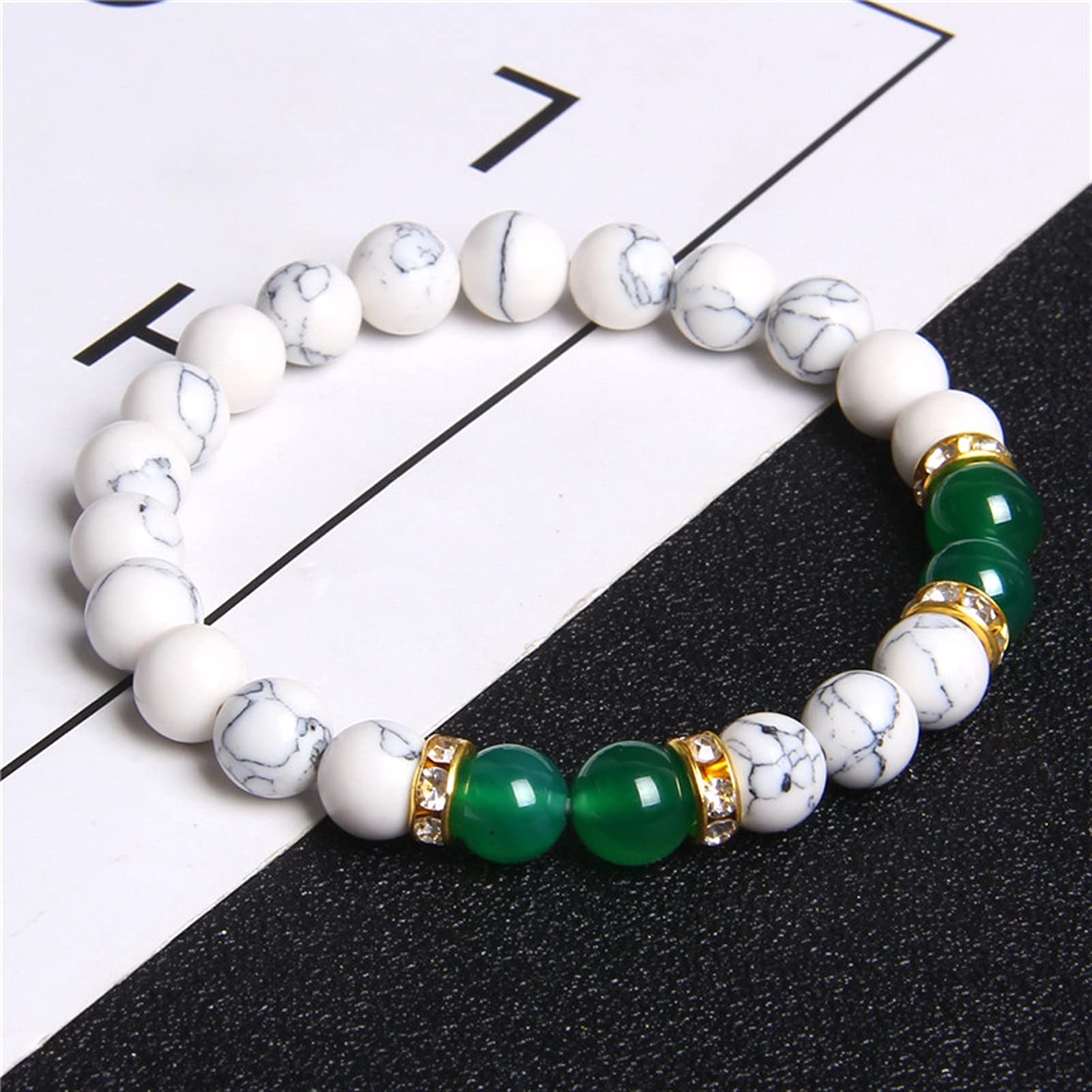 Pulsera de Piedra Natural para Mujer, Pulsera de Cuentas de Piedra Turquesa Blanca Natural, Pulsera de Cuerda elástica con Cuentas Rosas para niñas, Regalos, Pulsera, joyería