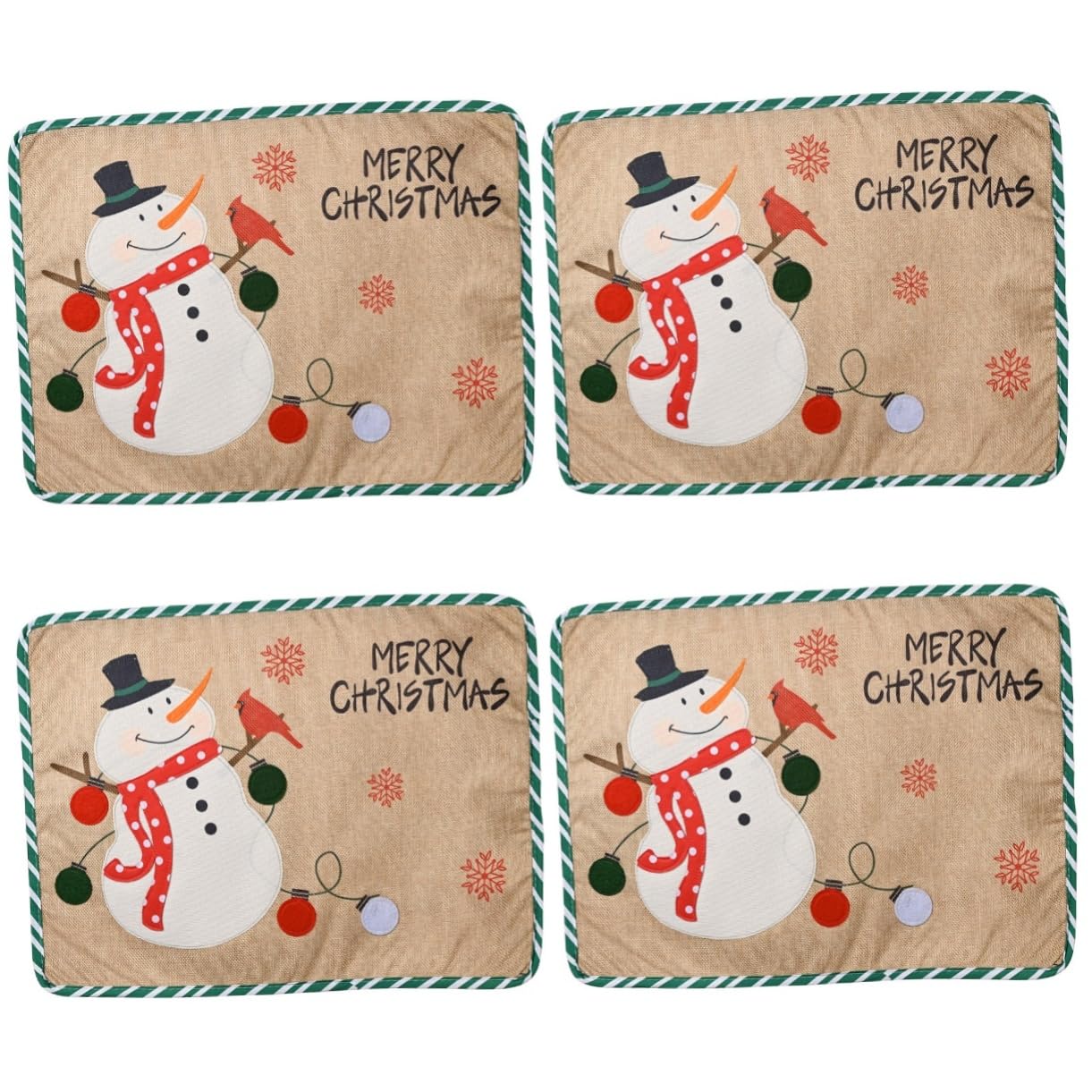 TOPBATHY 4 Piezas Decoración navideña Posavasos navideños Christmas Tablecloth Christmas Decor manteles de Santa Claus Mantel de Navidad decoración de la Mesa del hogar tapete de Mesa Tela