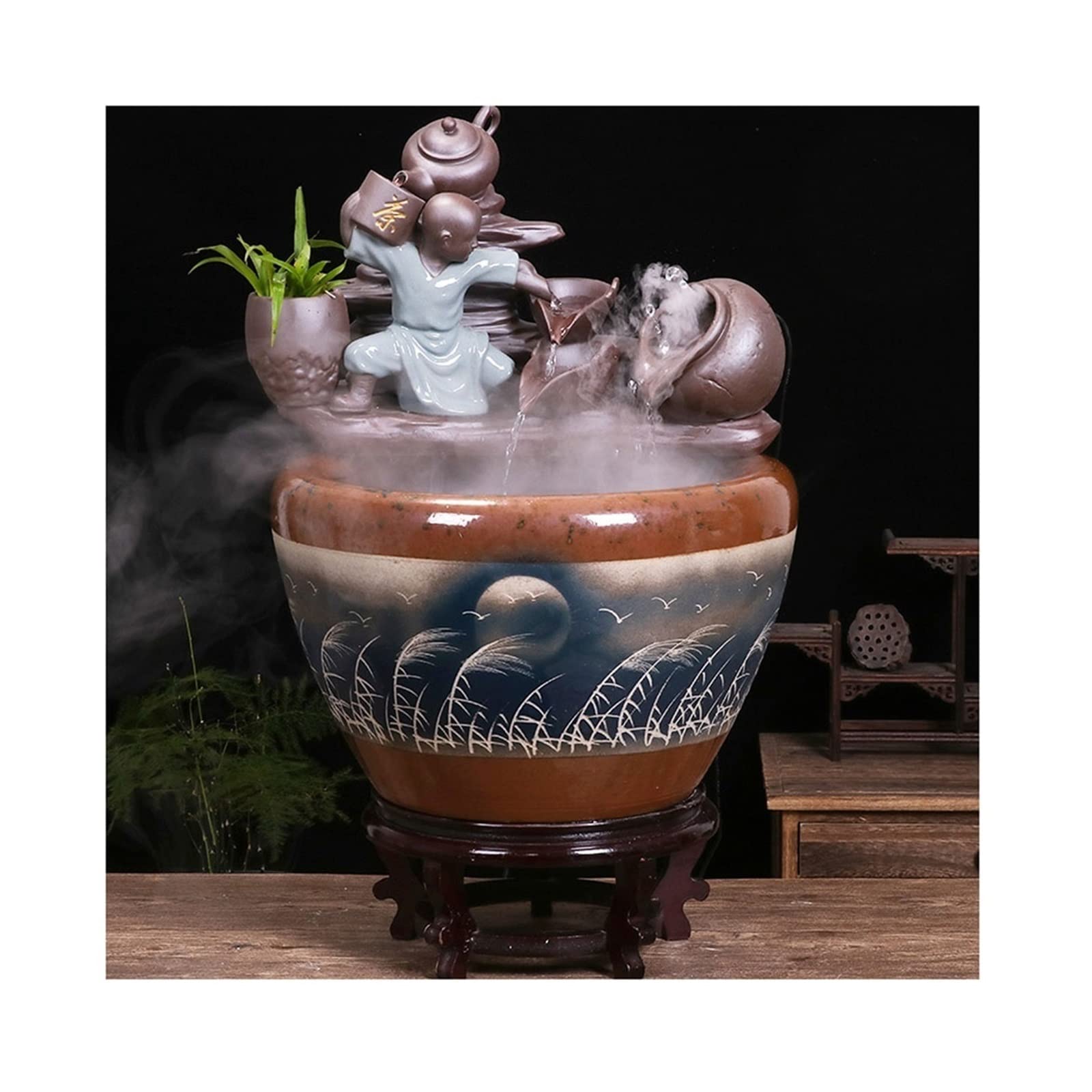 Acquario Acquario Acquario in ceramica Acquario for pesci rossi Desktop domestico Acqua corrente Ornamenti Piccola circolazione domestica Acqua di flusso Acquario fortunato ( Color : D , Size : 42cm )
