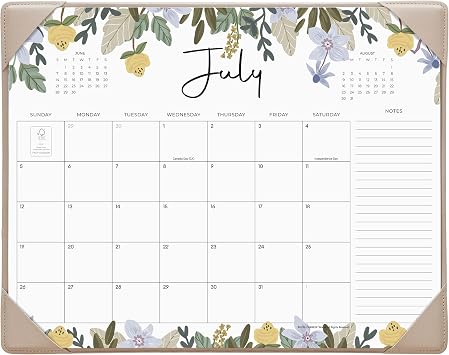 Cabbrix Desk Calendar 2026-2027 with Desktop Mat, Floral Desk Pad Calendar 15 x 12 Inch 18 Months Runs From July 2026 to December 2027, Desk Blotter Calendar for Home School and Office Floral
