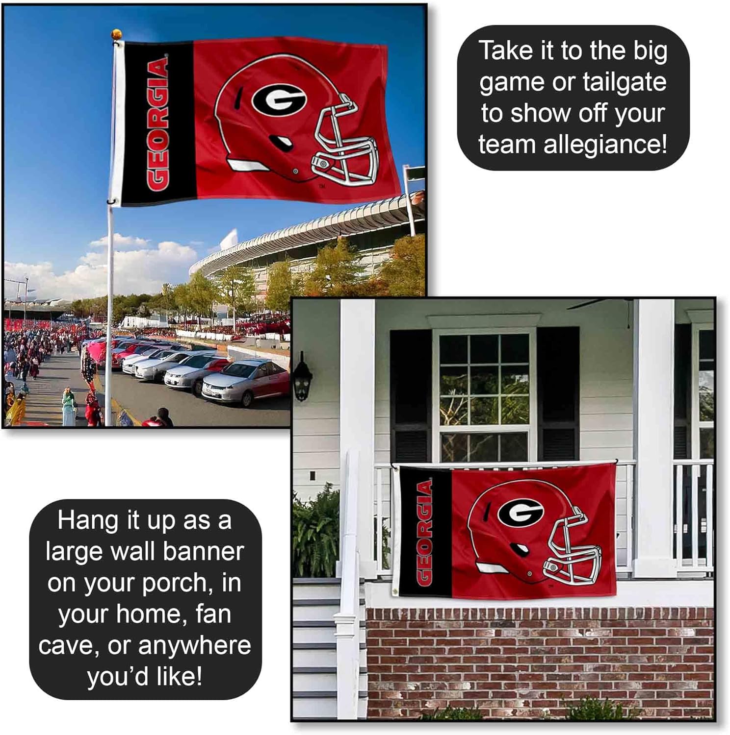 Georgia Bulldogs Football Helmet Flag
