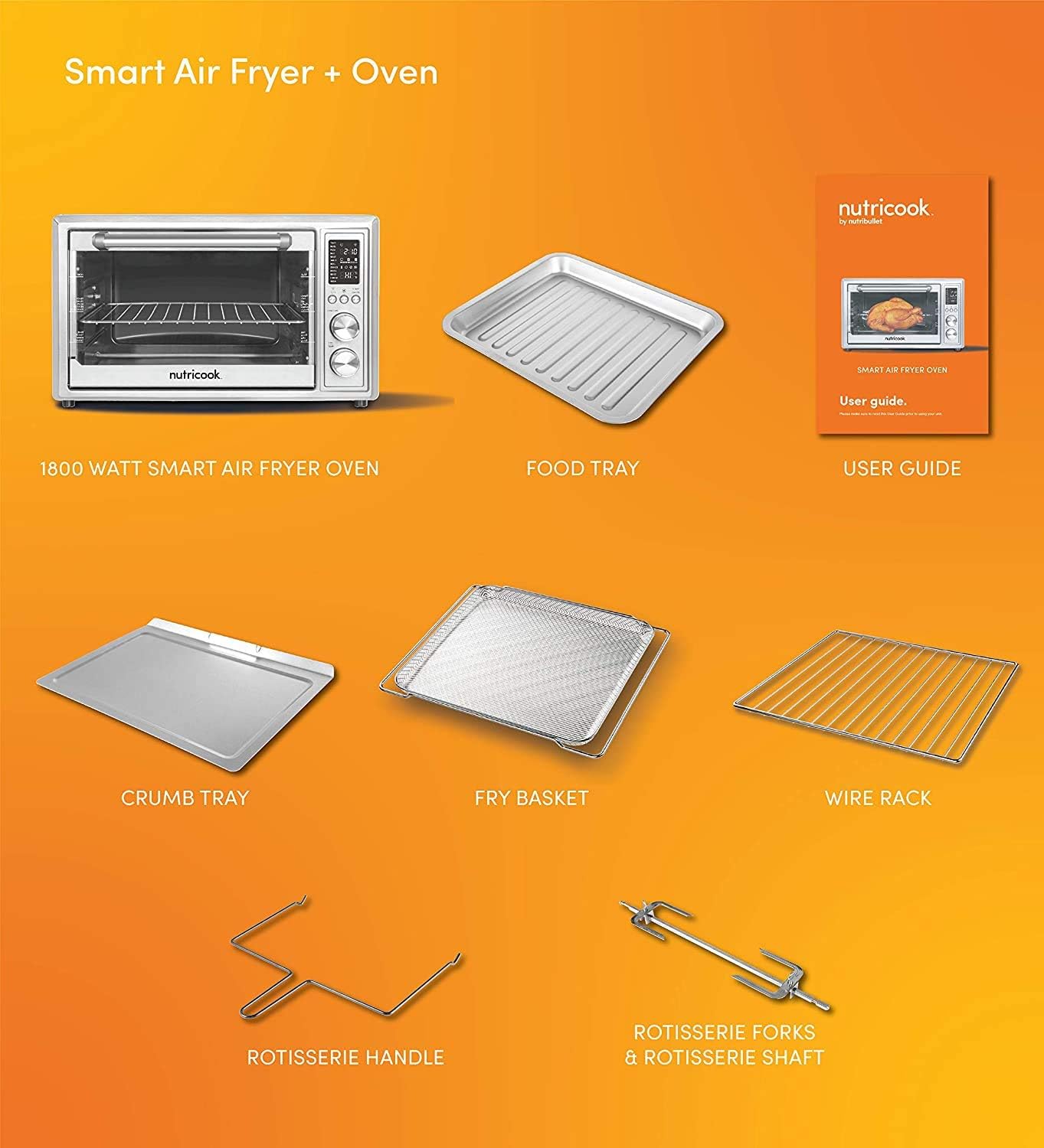 All included accessories for the Nutricook Smart Air Fryer Oven