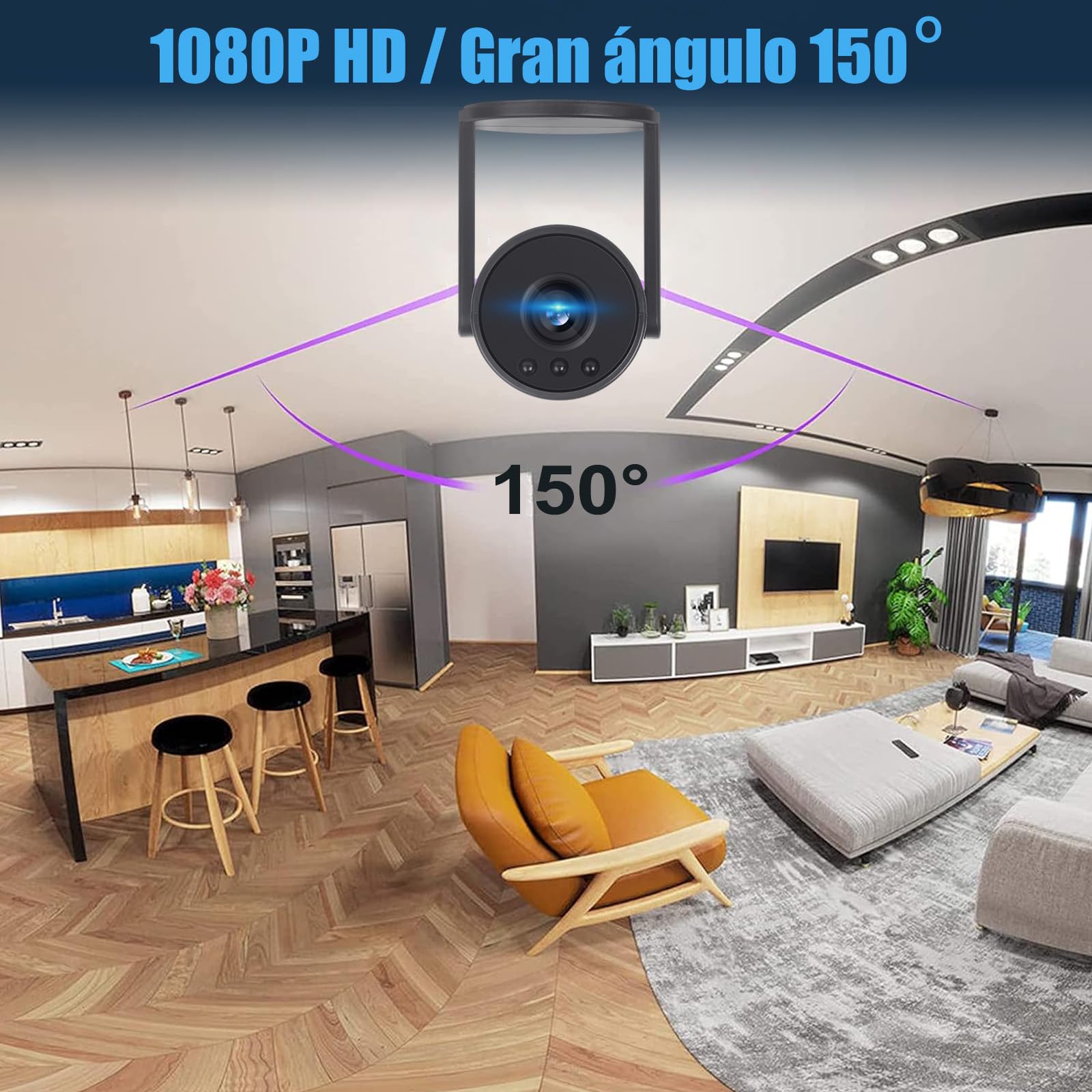Genérico Mini Camara Oculta 1080P HD WiFi Camaras de Vigilancia sin Cables Camara Seguridad Vigilancia Cámara,con Batería de 12h,para Ver En El Movil Interior CAM con Detección de Movimiento (ML) - 5