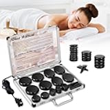 Primachen Hot Stones Massage Warmer Kit, 21 Pcs Hot Stones Massage Set, Hot Rocks Basalt Massage Stones for Home Spa Warming Therapy Relaxing