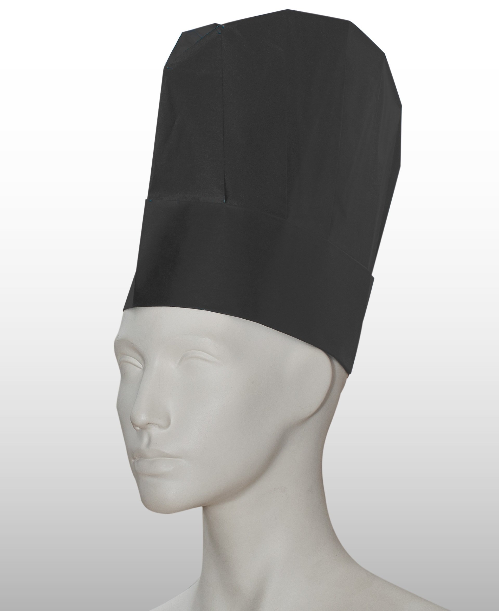 250 negra gorros de cocinero (gorros de cocinero) desechable de papel con bloque decorativo de arrugas