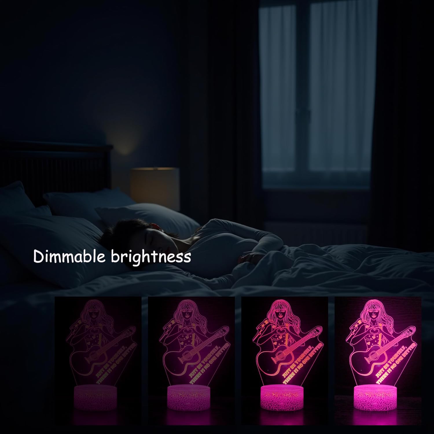 Girls Gift Night Light, Singer Meme Girl Birthday Gift Guitar, 3D Lamp Gifts Toys for Girls with Taylor Quotes Merch Remote RGB Color Changing, Gifts for Fans, Music Lover, Christmas Birthday Women