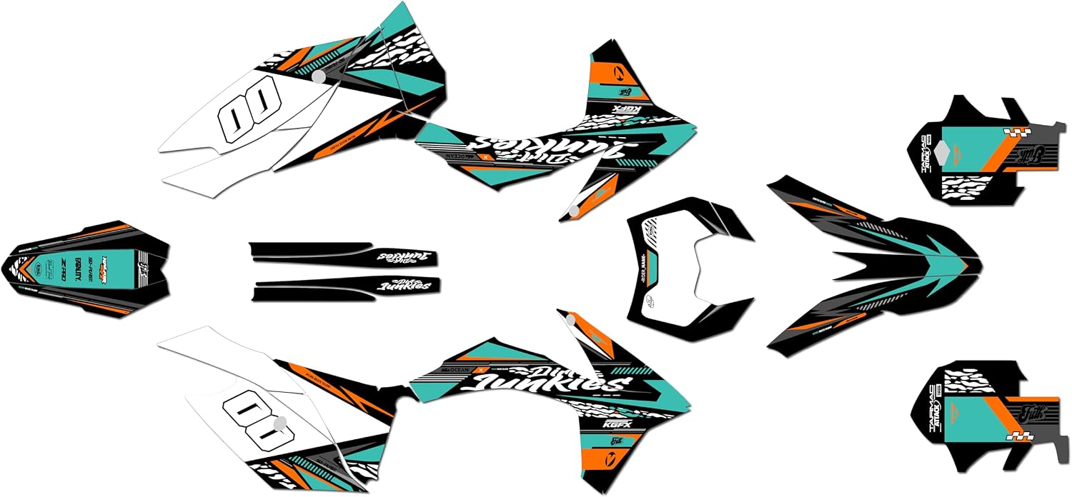 Graphics Kit for KTM 200XC-W, 250XC-W, 300XC-W, and 450XC-W (2013) Rugged Series Teal 21 Mil - Dirt Pit Bike Motorcycle Stickers, Dirtbike Racing Decal no-Plastics