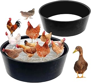 32'' D * 8'' H Chicken Bath Tub, Chicken Dust Bath, Chicken Bath Dust, Dust Bath for Chickens, Lime for Chicken Coops, Chicken Bath, Chicken Coop Cleaning Supplies, Chicken Coop Accessories (1, Black)